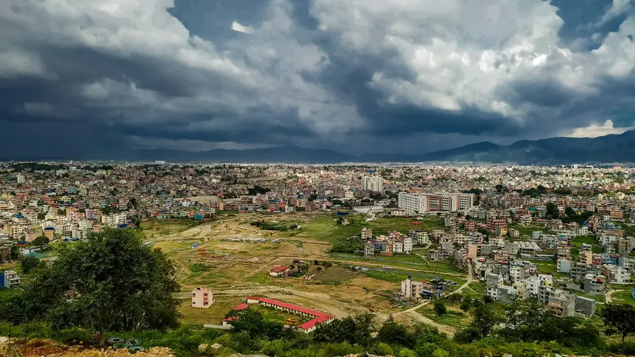 Kathmandu valley under monsoon clouds